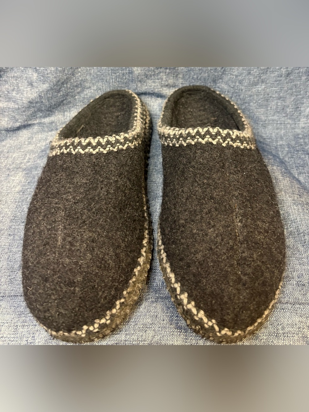 Haflinger Women Size 9 AS Soft Sole Gray Felt Wool Slip On Mule Slippers
